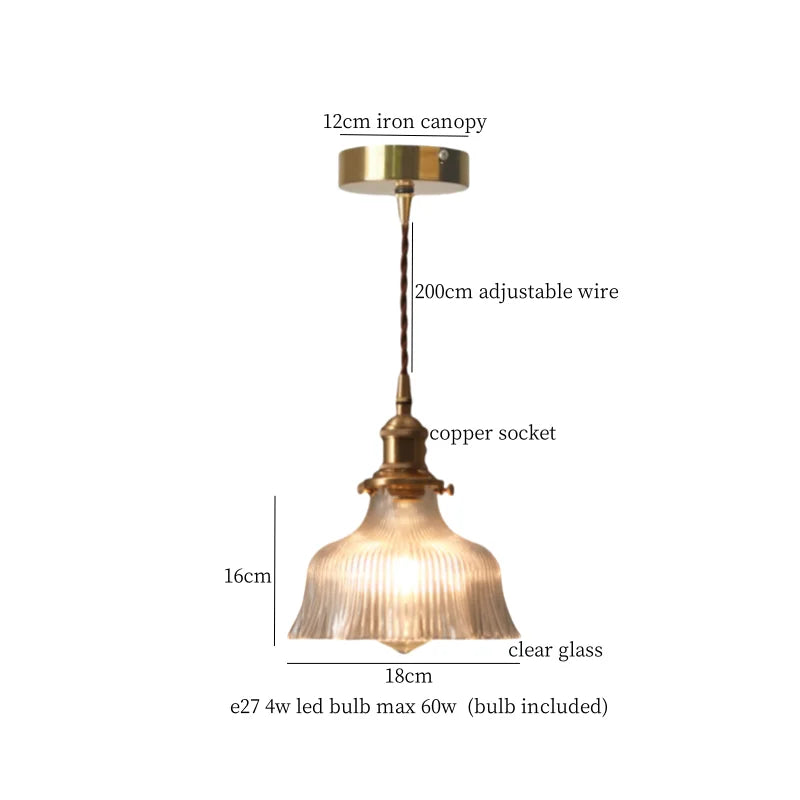 Afralia™ Vintage Glass LED Pendant Light for Kitchen Living Room Cafe Bar