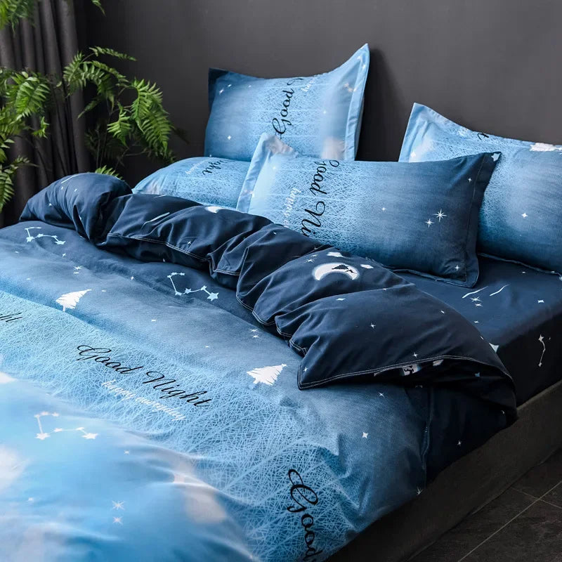 Afralia™ Cute Cartoon Printed Bedding Set | Washed Skin-Friendly | Queen/King Size