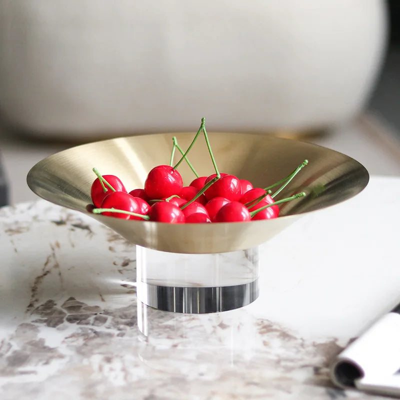 Afralia™ Round Metal Fruit Platter Tray Snack Bowl for Home Decoration and Storage