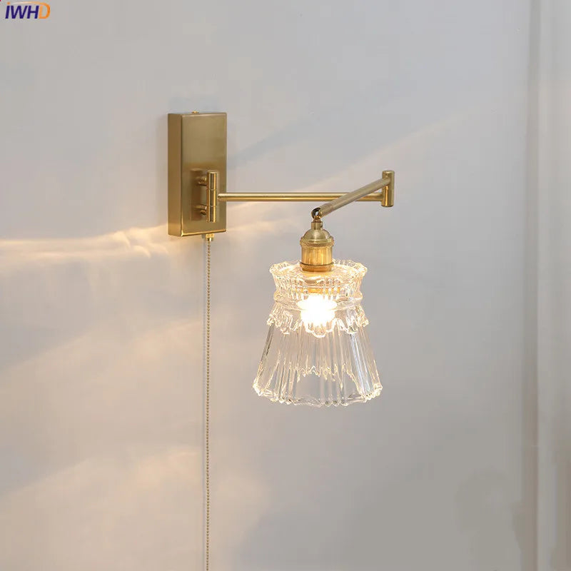 Afralia™ Glass LED Wall Sconce, Left Right Rotate Bedroom Living Room Light