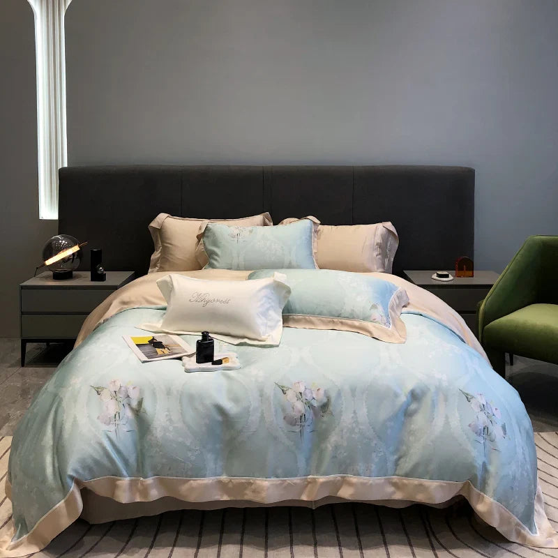 Afralia™ Eucalyptus Lyocell Flowers Duvet Set with Sheet & Pillowcases