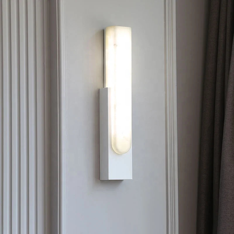 Afralia™ Grey Marble LED Wall Sconce: Nordic Style Metal Bedside Lamp