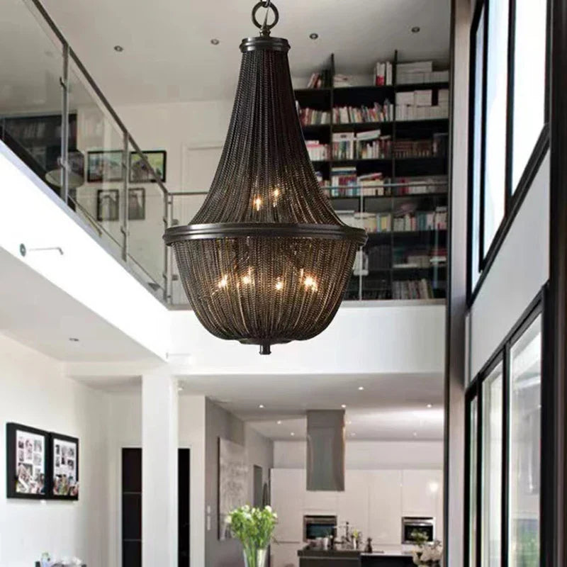Afralia™ Black Tassel Ceiling Chandelier: Designer Dimmable Home Decor for Living Room