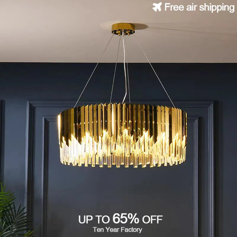 Afralia™ Gold Crystal Ceiling Chandelier for Dining and Living Room Lighting