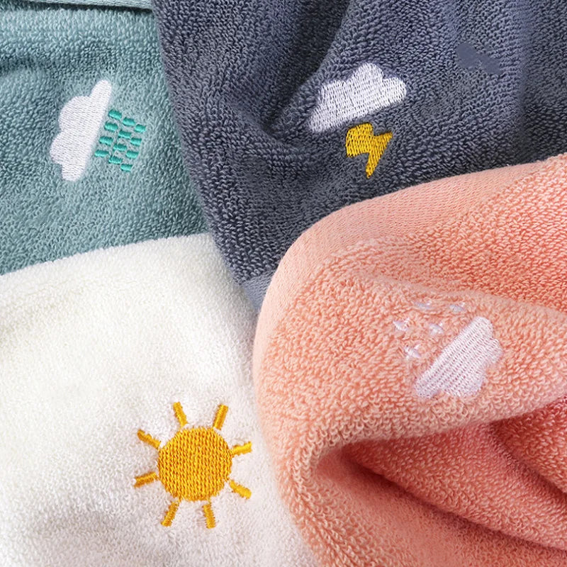 Afralia™ Kids Weather Embroidery Cotton Terry Towel - High Quality Turban for Face and Hair