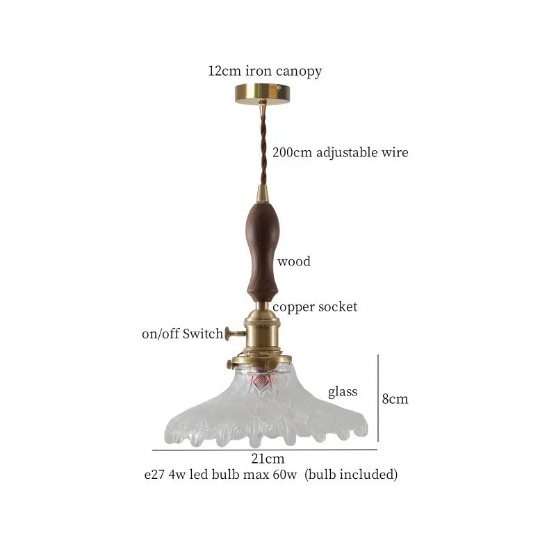 Afralia™ Amber Glass LED Hanging Lamp Japanese Vintage Pendant Lights for Bar Loft