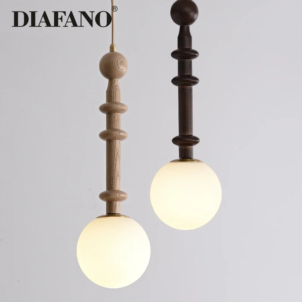 Afralia™ Wood LED Pendant Light for Bedroom Dining Room Study Office Bar