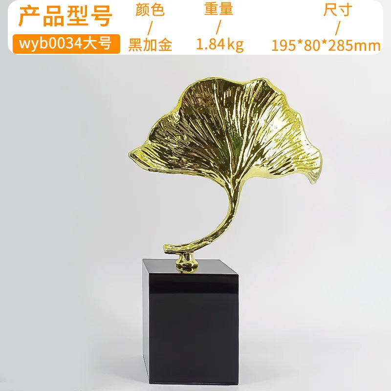 Afralia™ Ginkgo Leaf Metal Sculpture Home Decor Accent