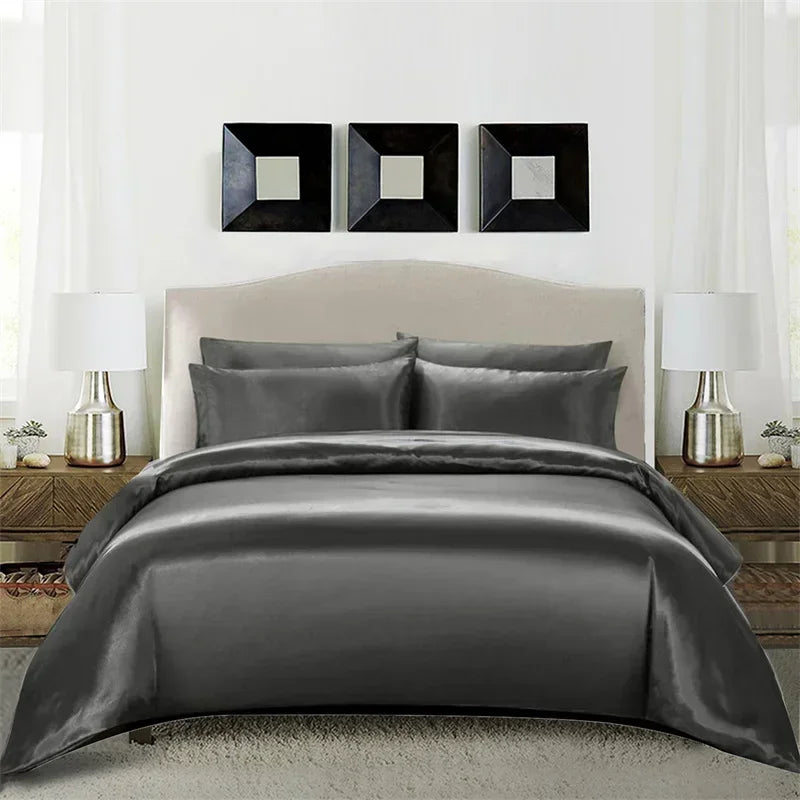 Afralia™ Satin Duvet Cover Set: Luxurious Silky Bedding for Queen/King/Twin - Soft & Skin-friendly
