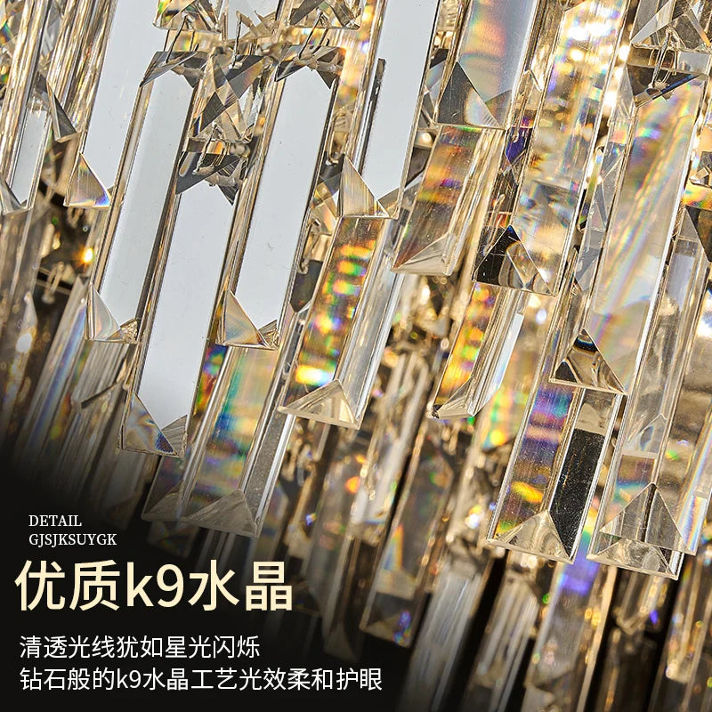 Afralia™ Gold Crystal LED Chandelier Modern Ring Pendant Ceiling Lamp