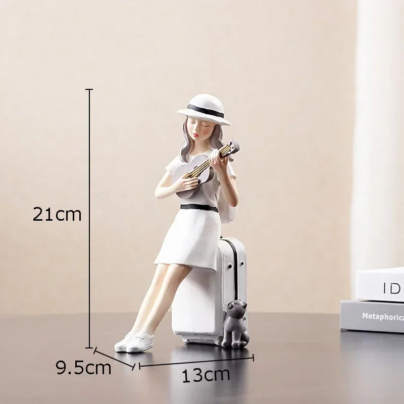 Afralia™ Modern Girl Resin Statue Decor Figure Sculpture Home Ornament
