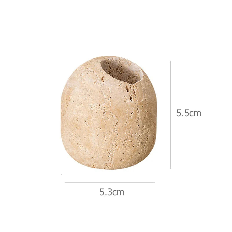 Afralia™ Beige Travertine Marble Mubkhar Bakhoor Incense Holder Oud Burner
