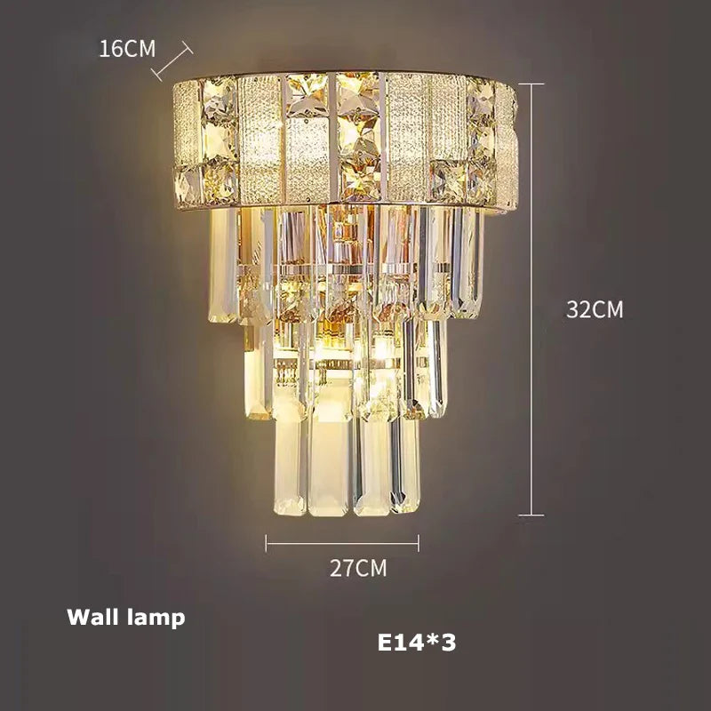 Afralia™ K9 Crystal Gold Chandelier Lighting for Living Room