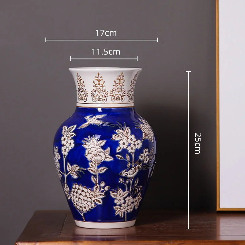 Afralia™ Yellow Ceramic Qinghua Porcelain Vintage Flower Vase
