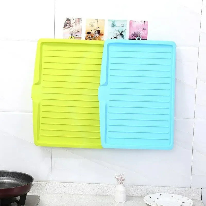 Silicone Dish Drainer Tray Large Sink Drying Rack Organizer for Kitchen Tableware by Afralia™.
