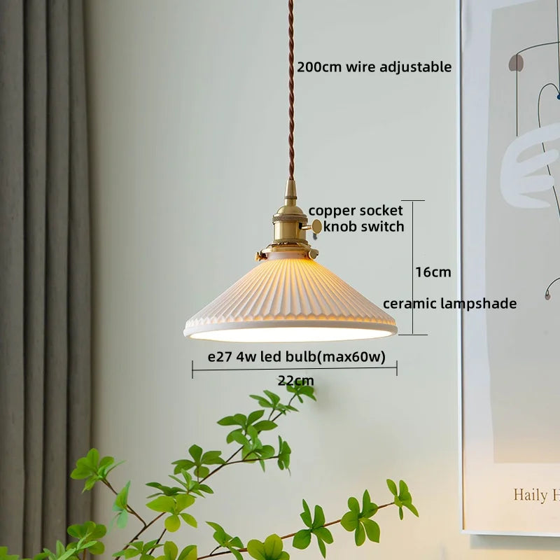 Afralia™ Copper Glass LED Pendant Lamp with Knob Switch - Modern Hanging Light Fixtures