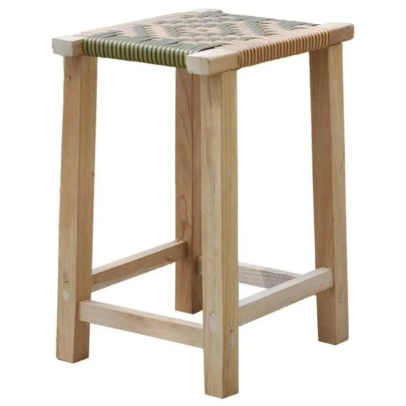 Afralia™ Rattan Solid Wood Stool: Stylish Handcrafted Square Seat for Home Tables