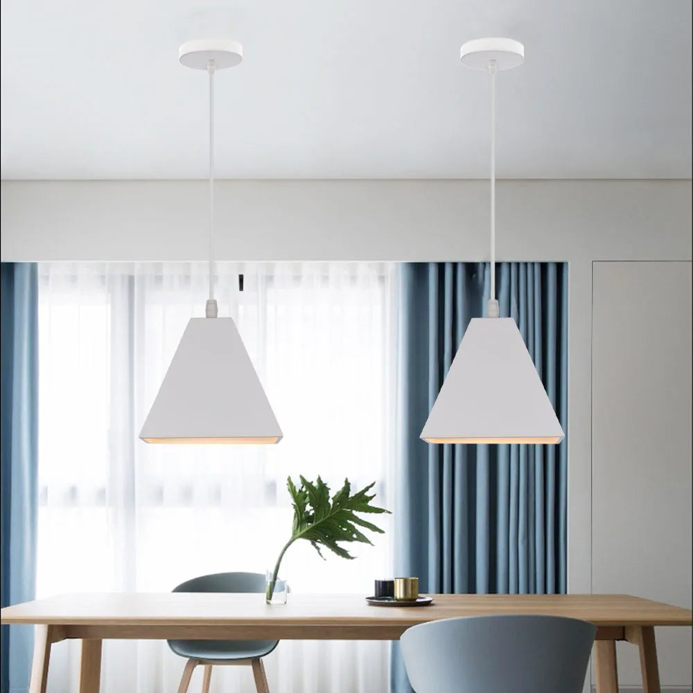 Afralia™ White Industrial LED E27 Pendant Light for Modern Home Kitchen Decor
