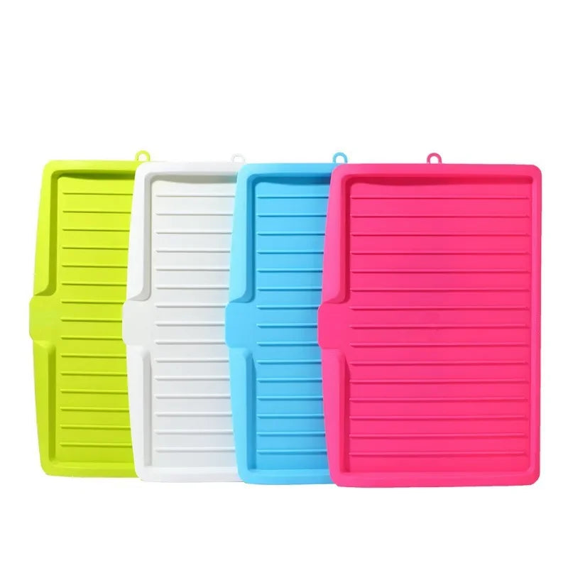 Silicone Dish Drainer Tray Large Sink Drying Rack Organizer for Kitchen Tableware by Afralia™.