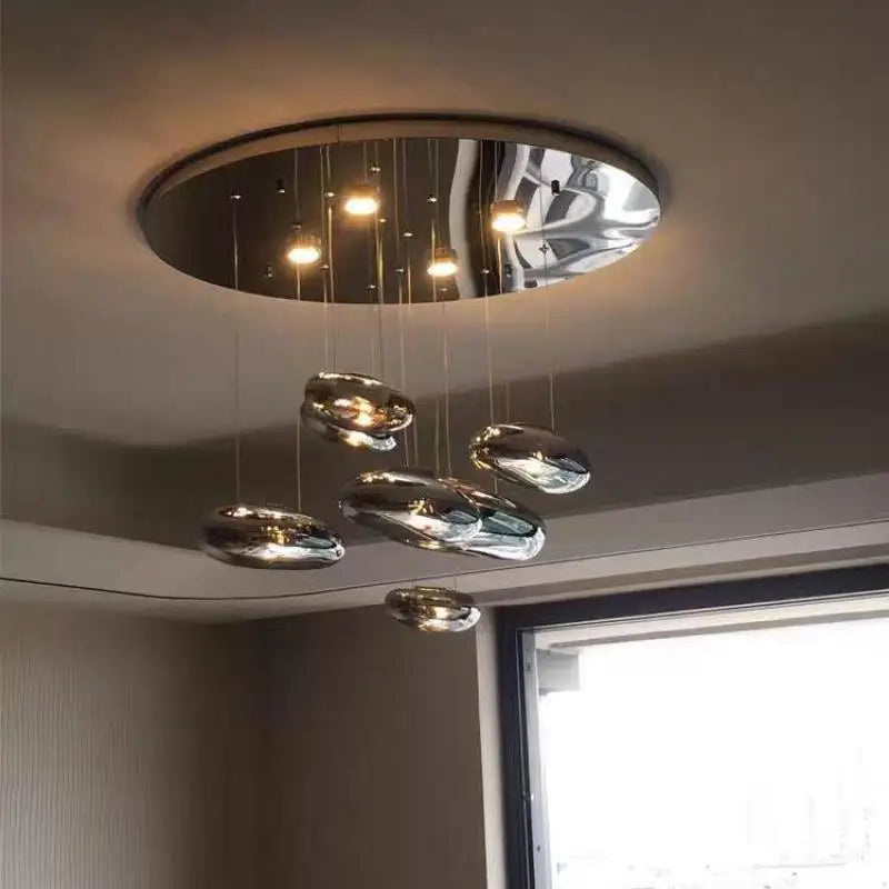 Afralia™ Chrome Art Ceiling Lamp for Modern Living Room, Bedroom Chandelier Lighting, Luxury Fixtures