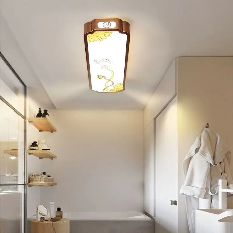 Afralia™ Chinese Style LED Ceiling Lights, Enamel Colored Corridor Wall Lights for Entrance Balcony