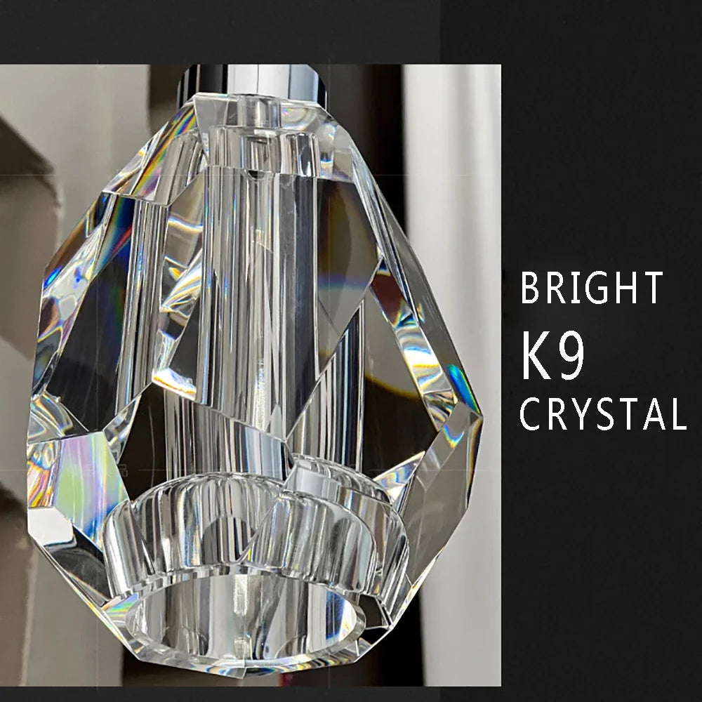 Afralia™ Pink Crystal Chandelier | Sleek Modern Design | Luxury Hanging Lamp for Home