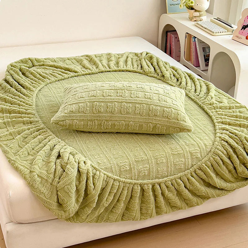 Afralia™ Taffeta Jacquard Bear Fitted Mattress Cover Queen Protector