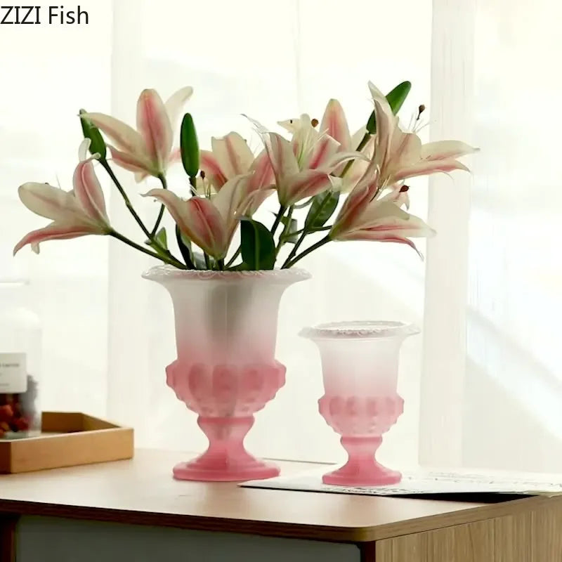 Afralia™ Matte Glass Goblet Vase for Hydroponics Flowers Desk Decor