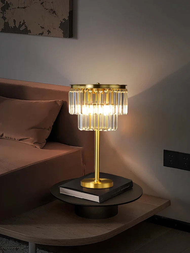 Afralia™ Copper Crystal Table Lamp: Elegant Dimmable Nightstand Light for Bedroom Décor