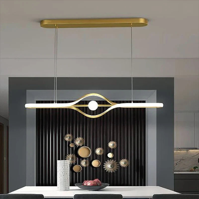 Afralia™ Modern Restaurant LED Chandelier in Black & Gold for Living Dining Kitchen