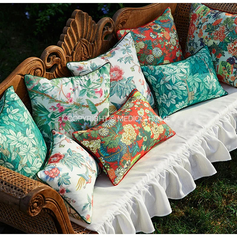 Afralia™ Southeast Asian Garden Retro Lumbar Pillow Cover - Luxury Accent Cushion Case