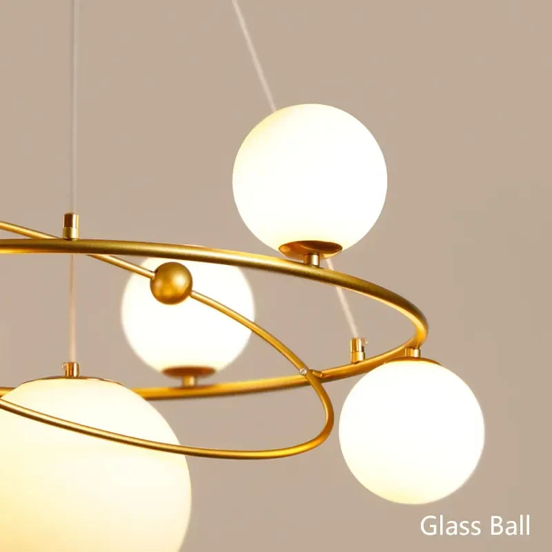 Afralia™ Nordic Glass Ball Chandelier Modern Ring Design G9 Light Fixtures