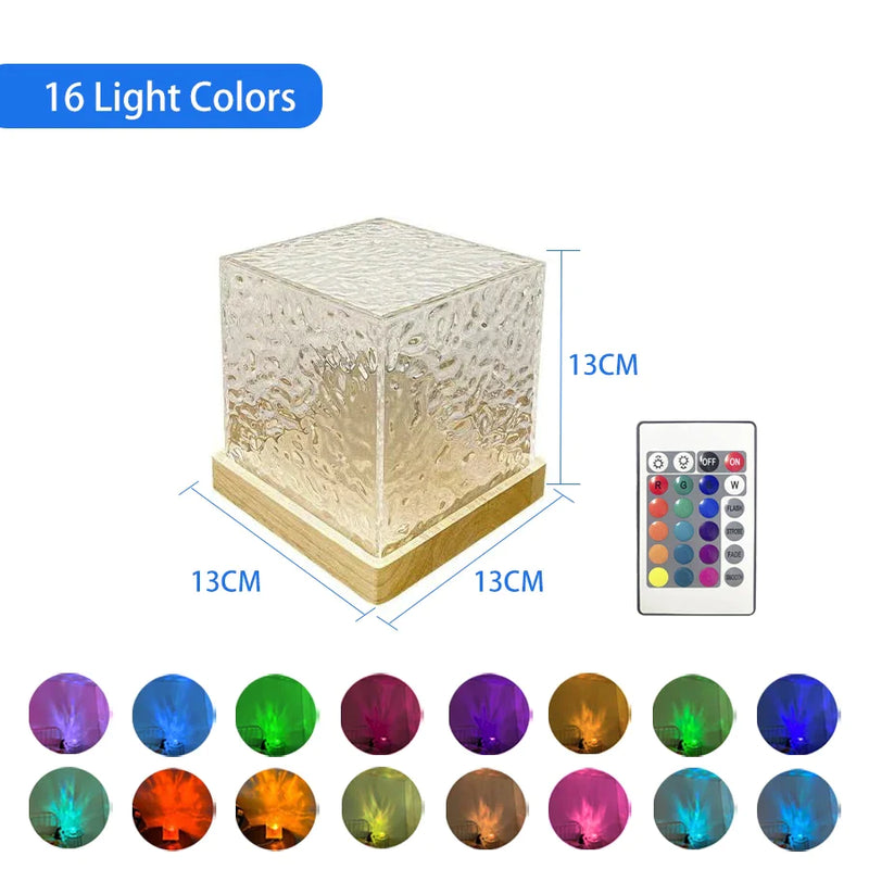 Afralia™ Rotating Water Ripple Night Light 16 Colors Crystal Lamp for Living Room