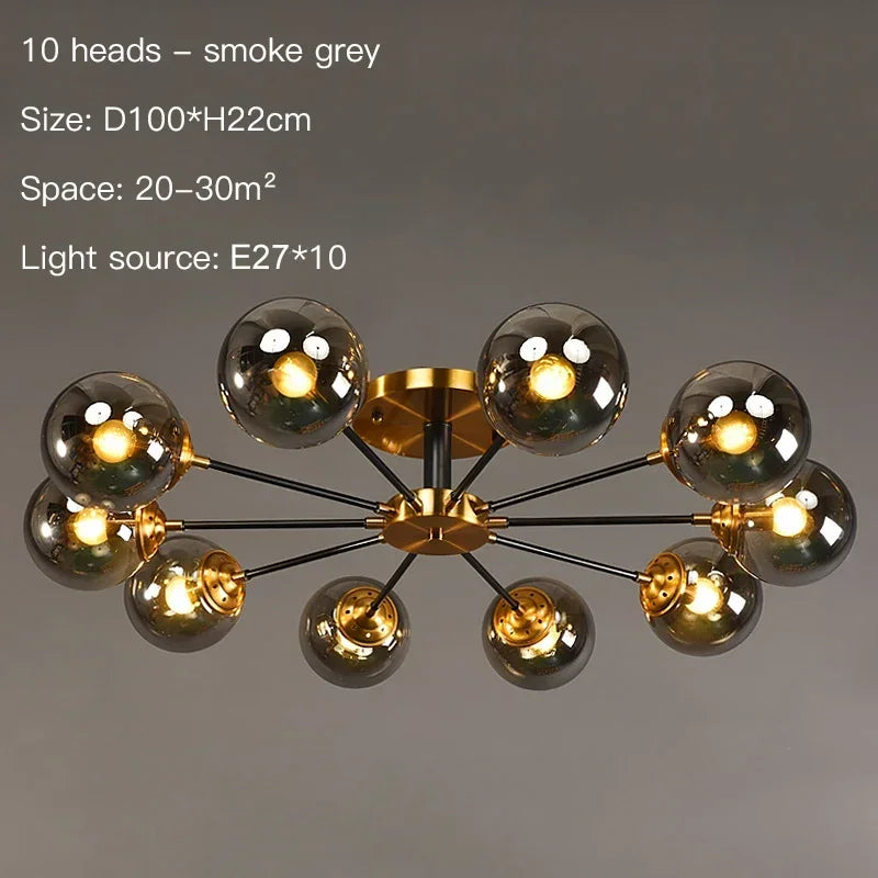 Afralia™ Glass Ball LED Chandelier Ceiling Light for Living Room & Bedroom