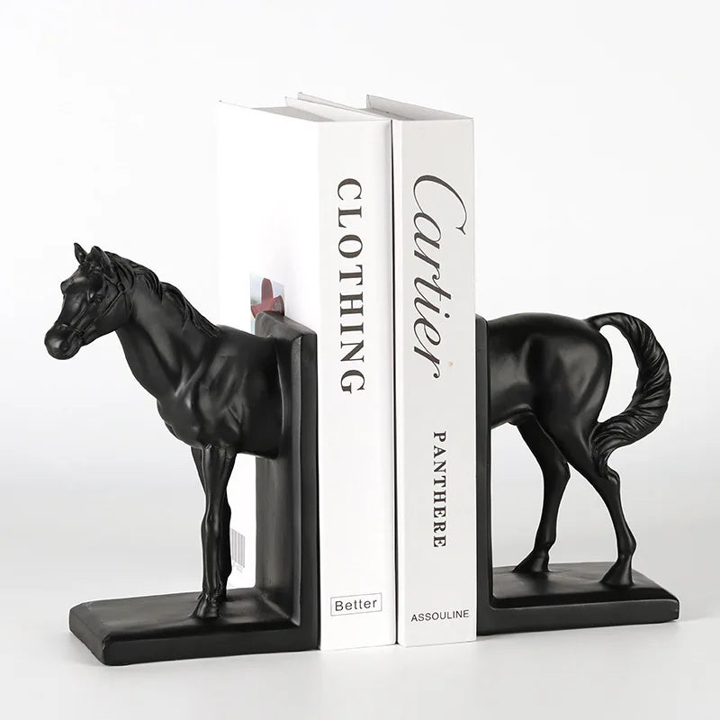 "Afralia Dark Horse Stallion Resin Figurine for Home Decor Bookshelf Storage"