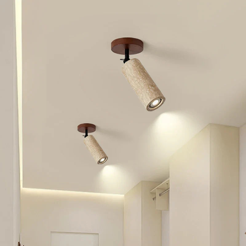 Afralia™ Yellow Travertine LED Ceiling Light - Modern Wabi-sabi Style for Living Room