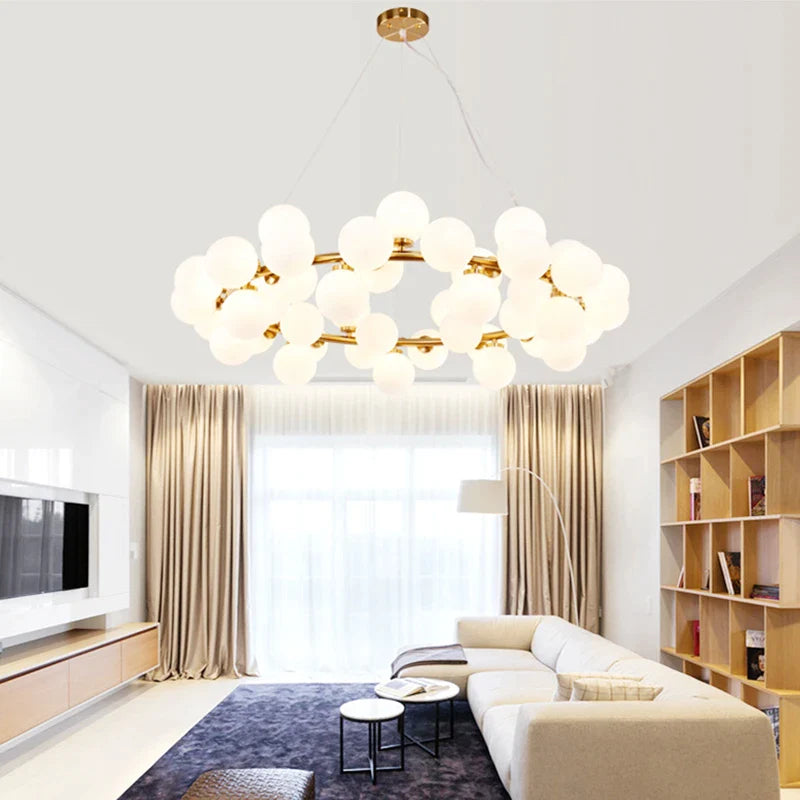 Afralia™ Glass Ball Chandelier for Living Room - Modern Nordic Kitchen Island Ceiling Light