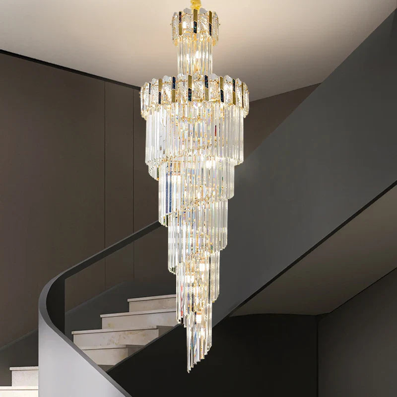 Afralia™ Rotating Crystal Stairwell Chandelier