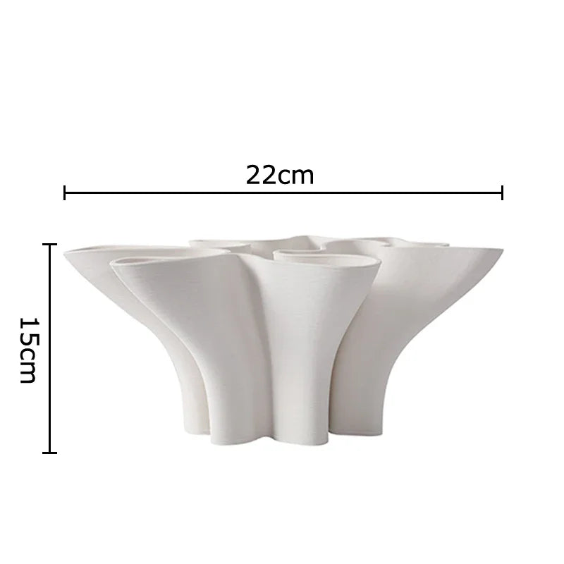 Afralia™ Ceramic Floral Edge Vase - Desk Decoration Flowers and Artificial Arrangement