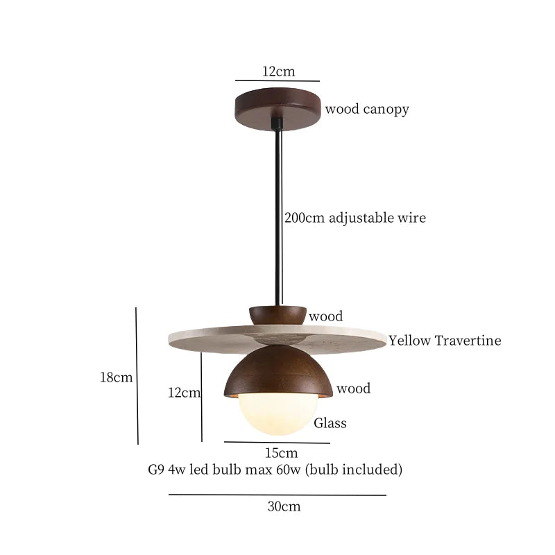 Afralia™ Vintage LED Copper Pendant Light for Bedside, Bar, Living Room - Yellow Travertine