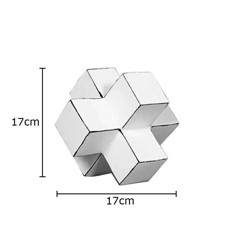 Afralia™ Cube Block Sculpture Resin Desk Decoration Modern Artwork Ornament