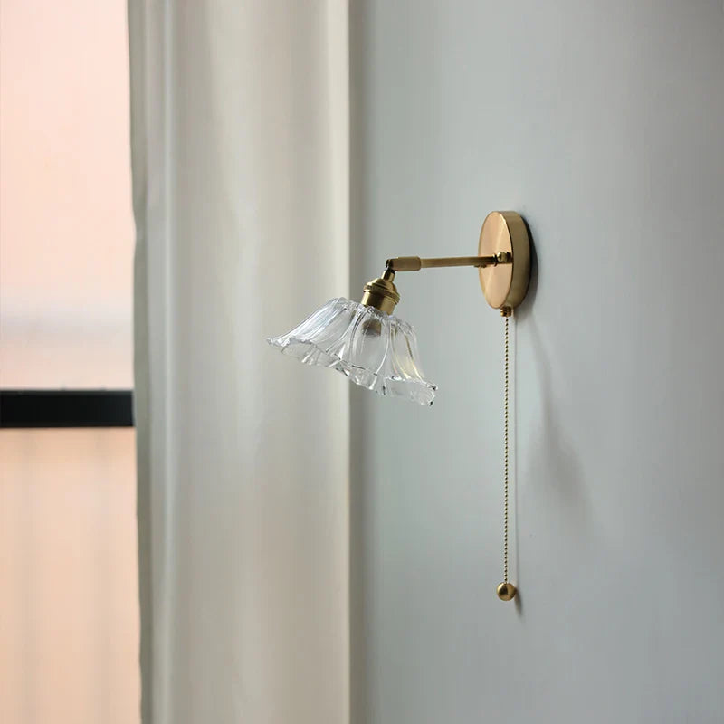Afralia™ Glass Bedside Sconce: Modern Nordic LED Wall Light with Pull Chain Switch