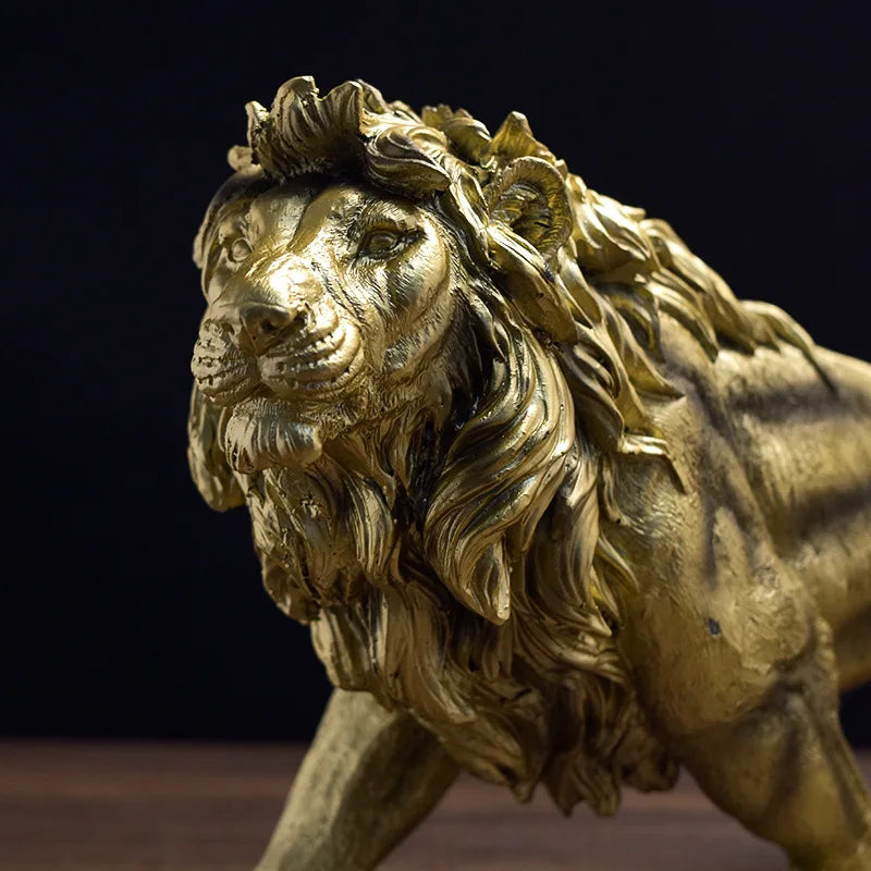 Afralia™ Lion Crown Statue: Abstract Animal Sculpture for Home Décor & Gifts