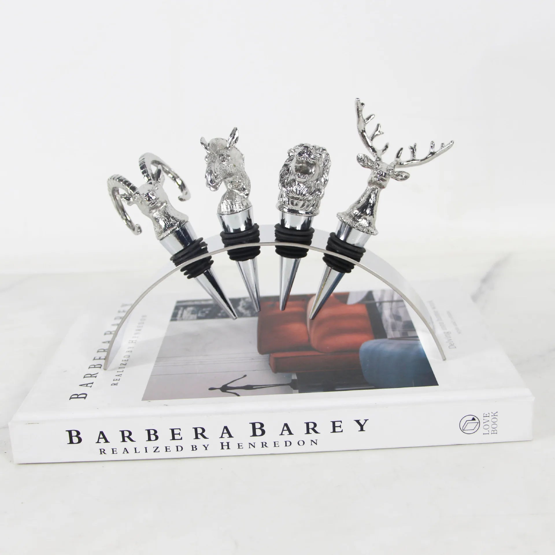 Afralia™ Silver Deer Sculpture Wine Stopper for Champagne Bottles