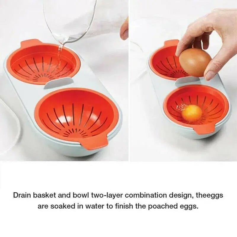 Afralia™ Egg Boiler Silicone Poacher Cooker Double Layer Cup Draining Cooking Tools