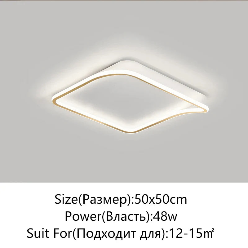 Afralia™ Golden LED Ceiling Chandelier: Modern Simplicity for Living, Dining, and Bedrooms