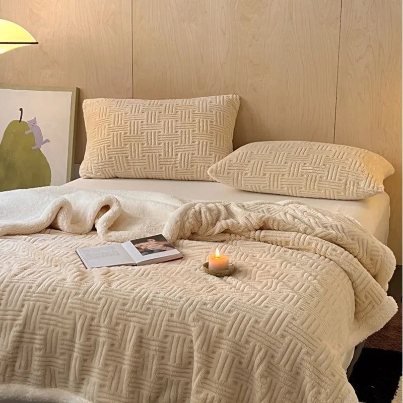 Afralia™ Jacquard Lamb Wool Double-Layer Blanket for Cozy Comfort & Style