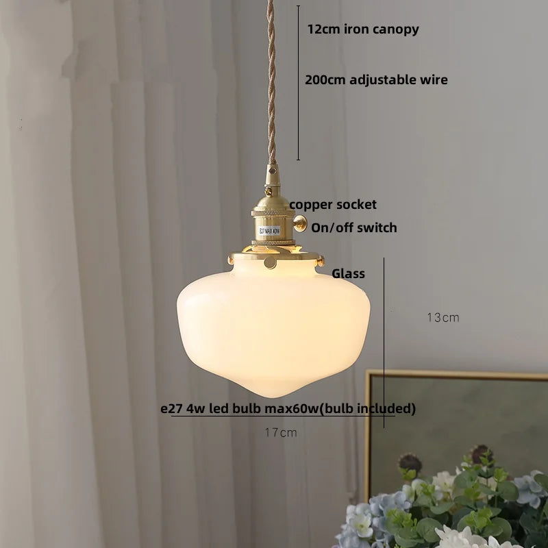 Afralia™ White Flower Glass LED Pendant Light - Nordic Modern Dining Room Hanging Fixture