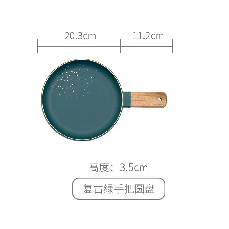Afralia™ Ceramic Wood Handle Bowl: Nordic Style Salad & Noodle Tableware