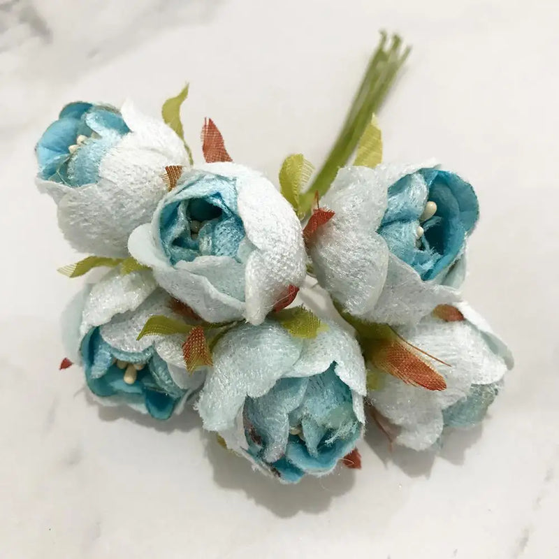 Afralia™ Blue Flower Cherry Stamen Berries Bundle for DIY Christmas Wedding Decor